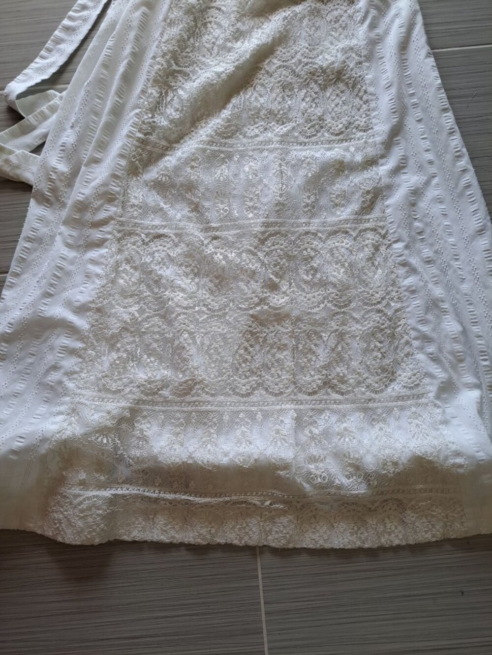Vintage 1970's Ivory Lace Dress Bell Lace Sleeves Floral Size Small Cottage RARE - Picture 10 of 16